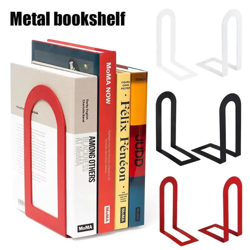 Heavy Duty 1 Pair L-shaped Iron Bookends Space-saving Design Ideal for Workspaces