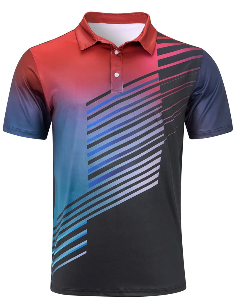 Men's Sports Style Polo Shirts 3D Print Golf Shirt Button Up Breathable Summer New Short Sleeve Men's Clothing Sport Streetwear