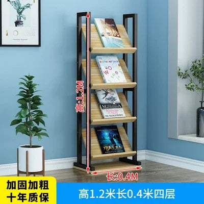 Forged iron newspaper and magazine rack, multi-level storage, brochure reading, book and newspaper display