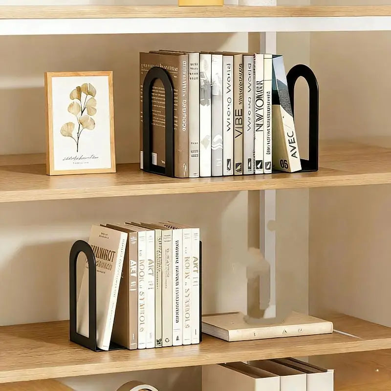 Heavy Duty 1 Pair L-shaped Iron Bookends Space-saving Design Ideal for Workspaces