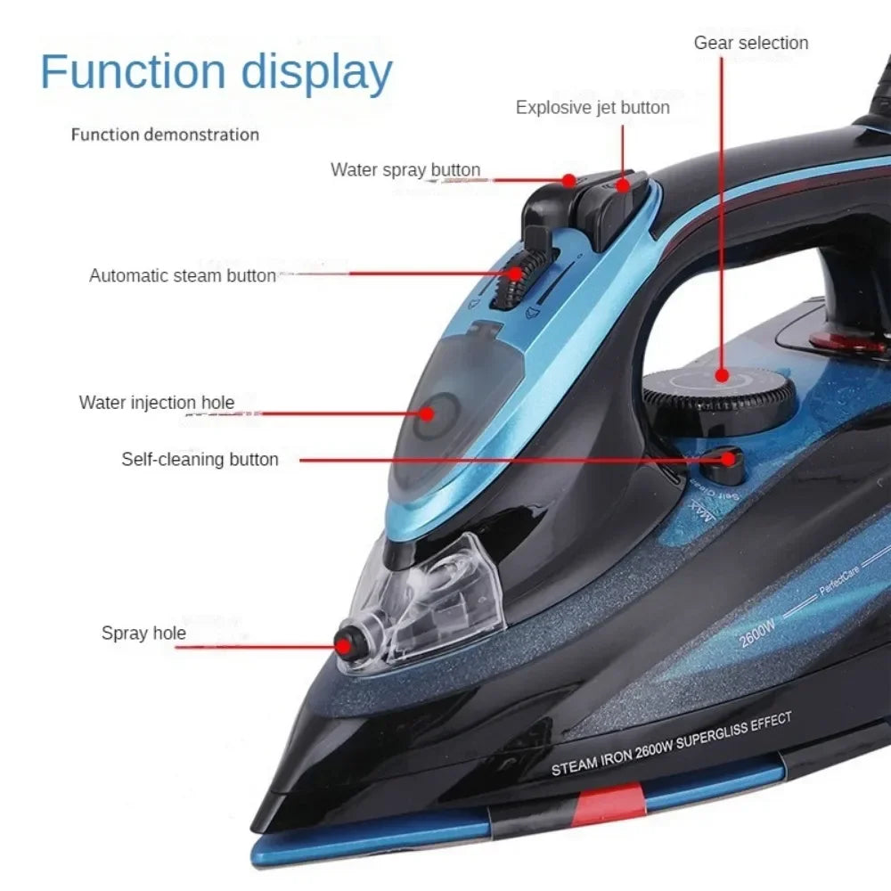Iron,Steam Iron for Clothes 2600 Watt Wet and Dry Electric Iron, Anti-Drip,Ceramic Soleplate,Fast Heat Remove Wrinkle Of Clothes