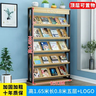 Forged iron newspaper and magazine rack, multi-level storage, brochure reading, book and newspaper display