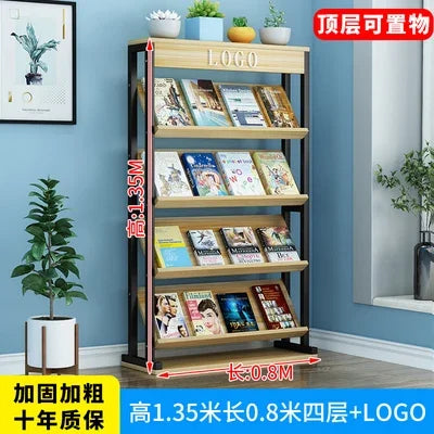 Forged iron newspaper and magazine rack, multi-level storage, brochure reading, book and newspaper display