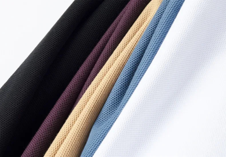 Men's Summer High-End Printed Golf Polo Shirt with Collar, Solid Color, Breathable, Office Casual, High-Quality Men's Clothing