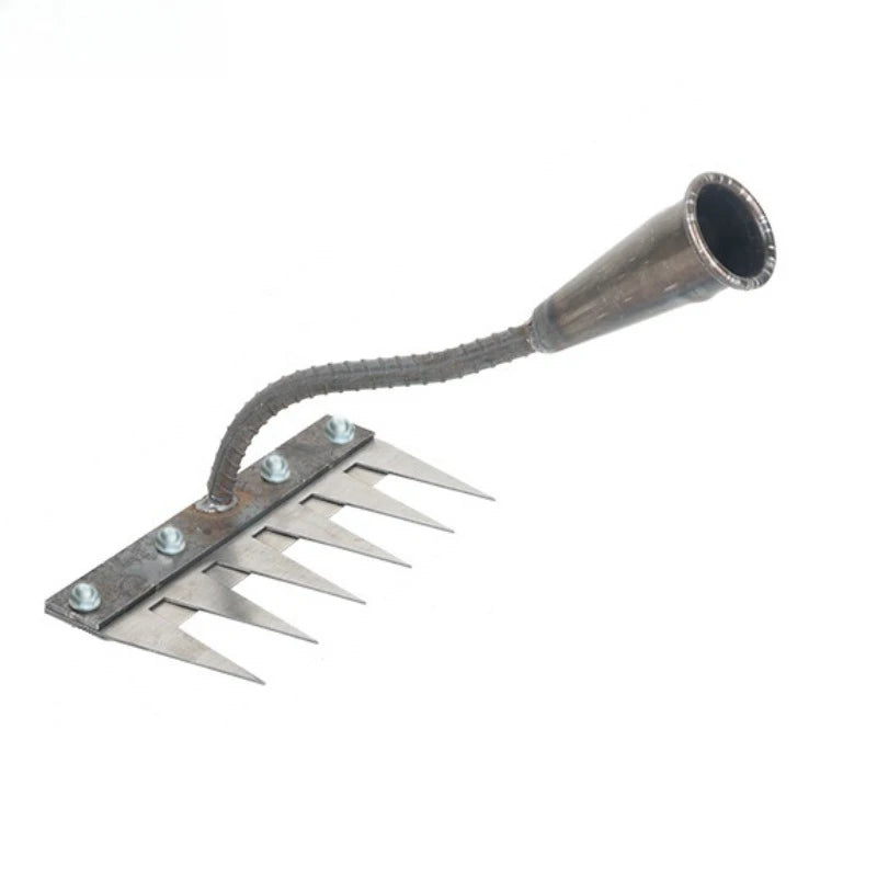 5/6/7/8 Teeth Iron Gardening Hoe Weeding Rake Farm Tool Grasping Raking Loosening Soil Nail Rake Tool Artifact Harrow Farm Tool
