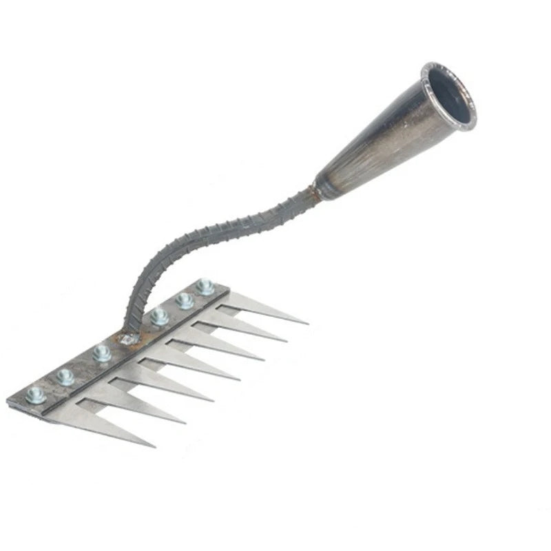 5/6/7/8 Teeth Iron Gardening Hoe Weeding Rake Farm Tool Grasping Raking Loosening Soil Nail Rake Tool Artifact Harrow Farm Tool
