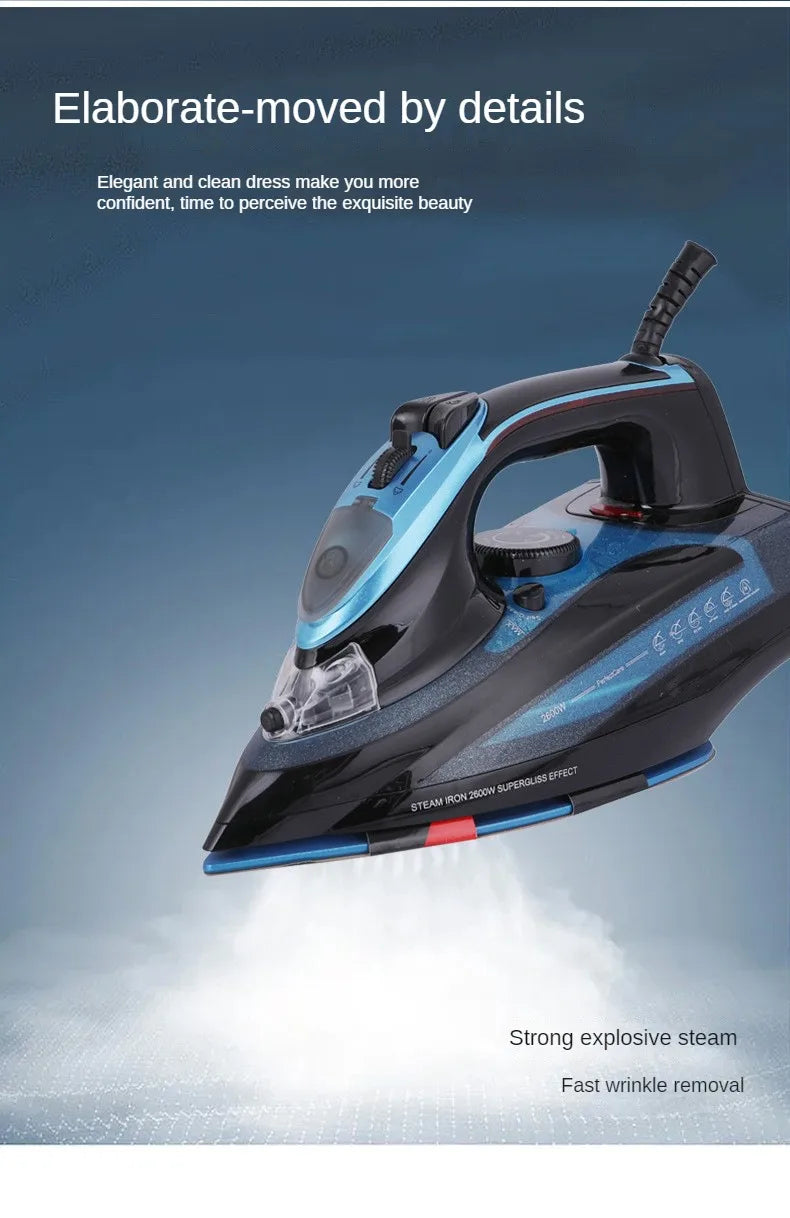 Iron,Steam Iron for Clothes 2600 Watt Wet and Dry Electric Iron, Anti-Drip,Ceramic Soleplate,Fast Heat Remove Wrinkle Of Clothes