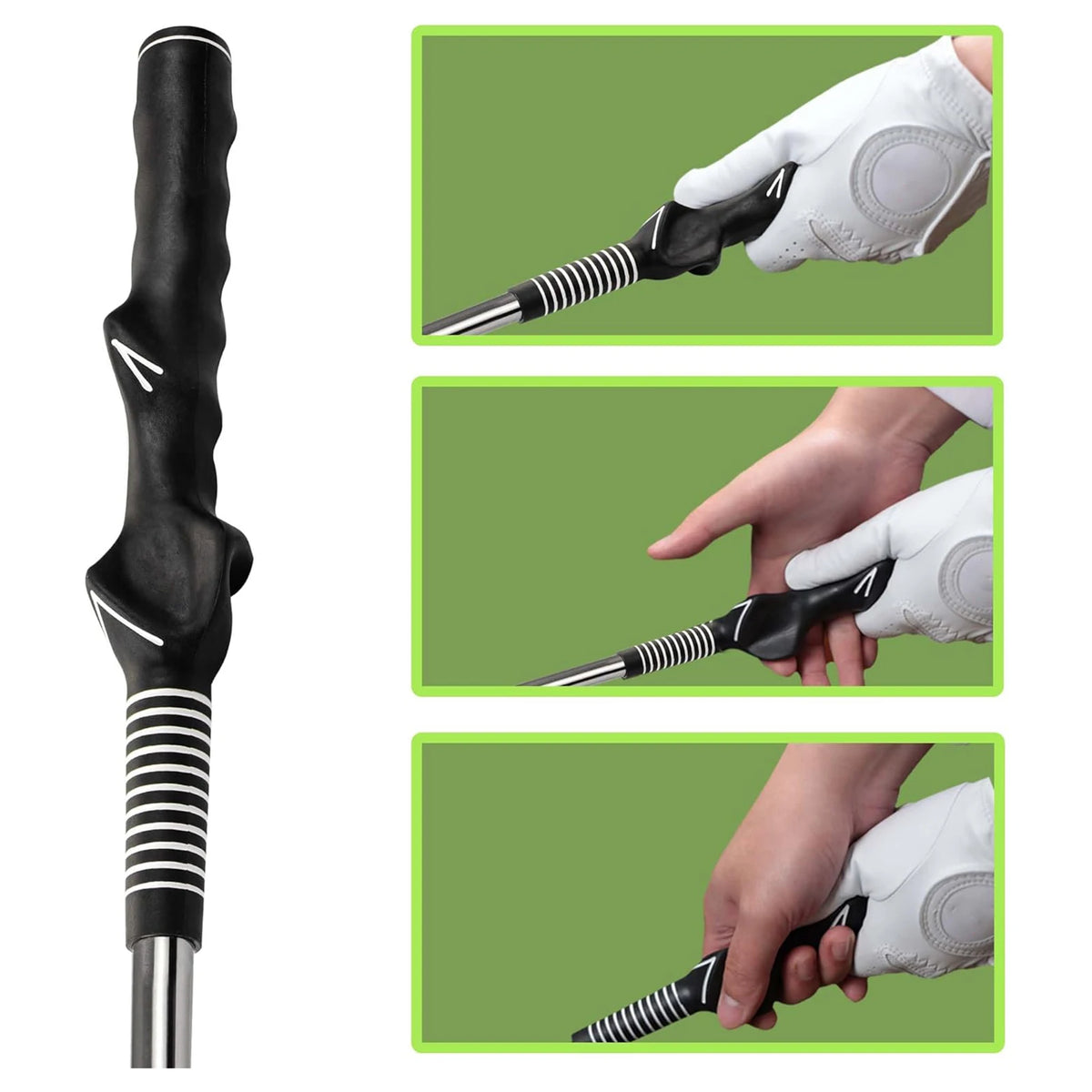 Retractable Golf Swing Trainer with Click Feedback Anti-Slip Rubber Grip Foldable Golf Practice Aid for Indoor Outdoor Training