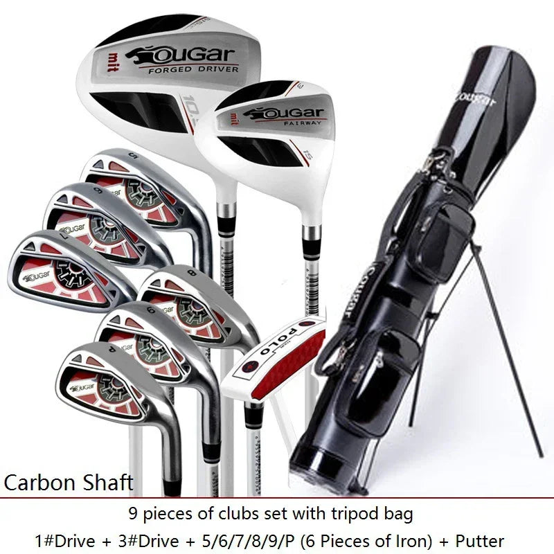 Cougar. MENS golf clubs full set Compelete set Golf driver+wood+irons with bag Clubs carbon and steel shaft R or S free shipping