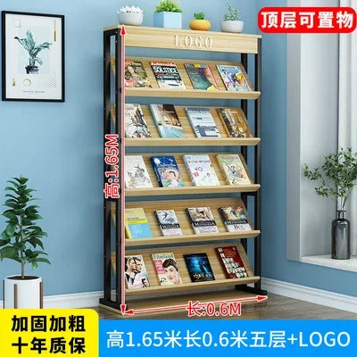 Forged iron newspaper and magazine rack, multi-level storage, brochure reading, book and newspaper display