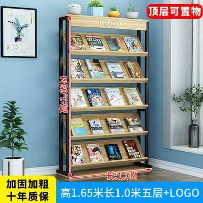 Forged iron newspaper and magazine rack, multi-level storage, brochure reading, book and newspaper display