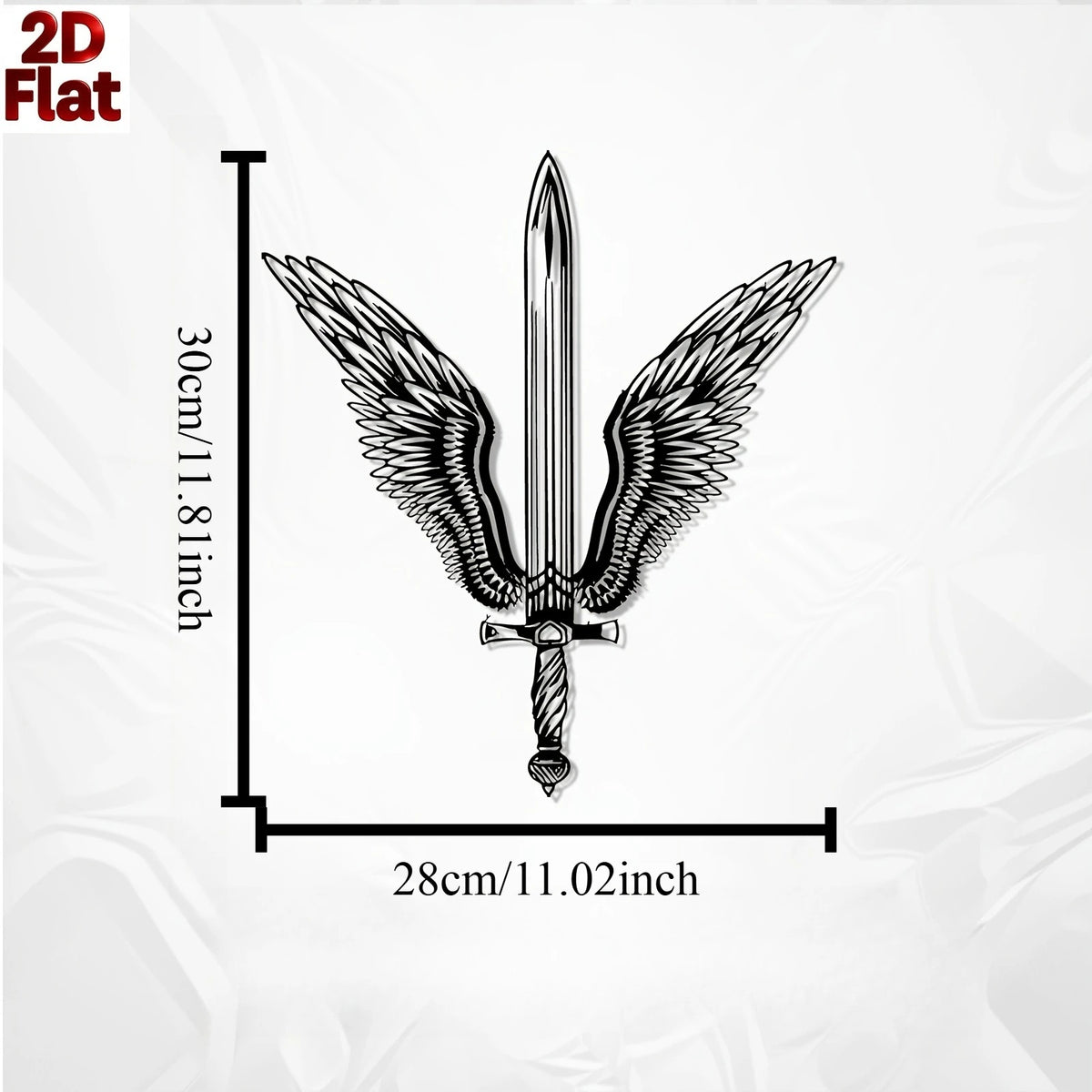 Winged Sword Iron Wall Art Statue Mural Fantasy Gothic Metal Decor Weatherproof Indoor Outdoor Living Room Garden Christmas Gift