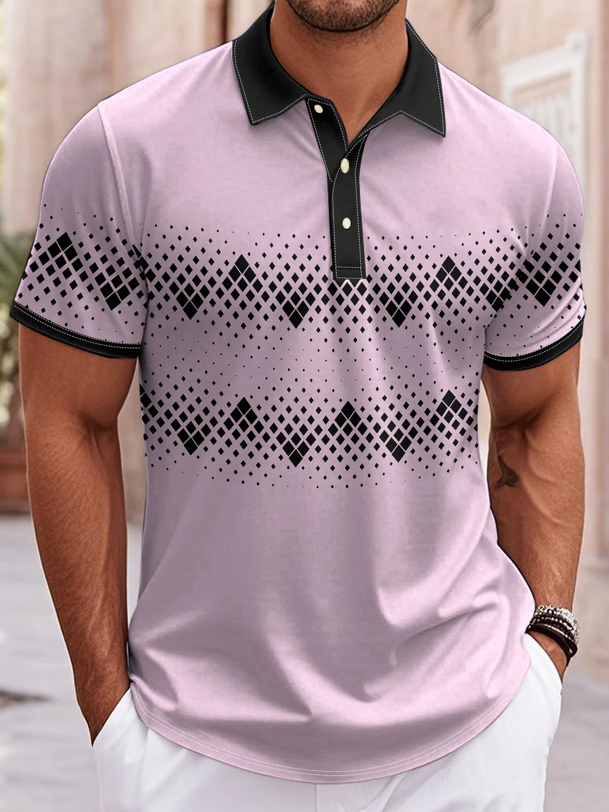 Golf Polo Short Sleeve Men's Polo Shirt Outdoor Business Casual Daily Streetwear Summer Print Micro-elastic Polyester Clothing