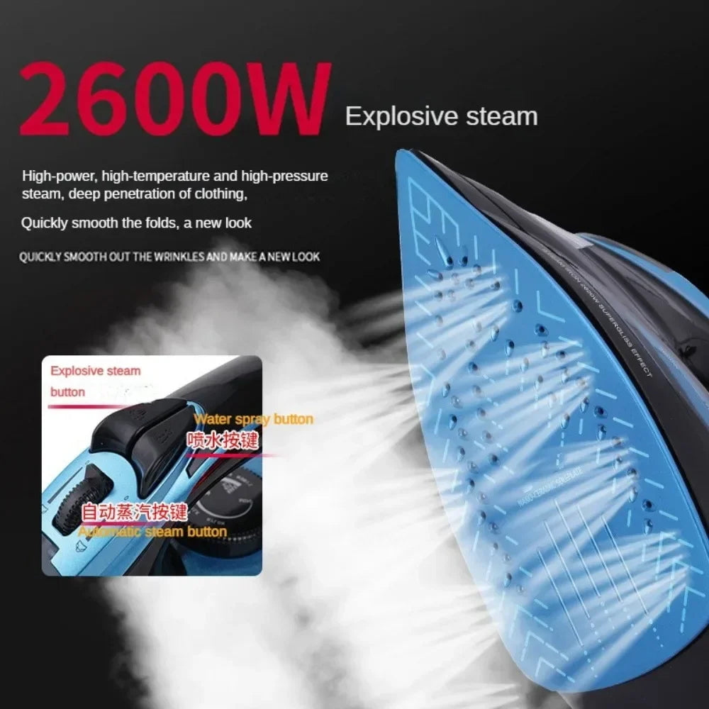 Iron,Steam Iron for Clothes 2600 Watt Wet and Dry Electric Iron, Anti-Drip,Ceramic Soleplate,Fast Heat Remove Wrinkle Of Clothes