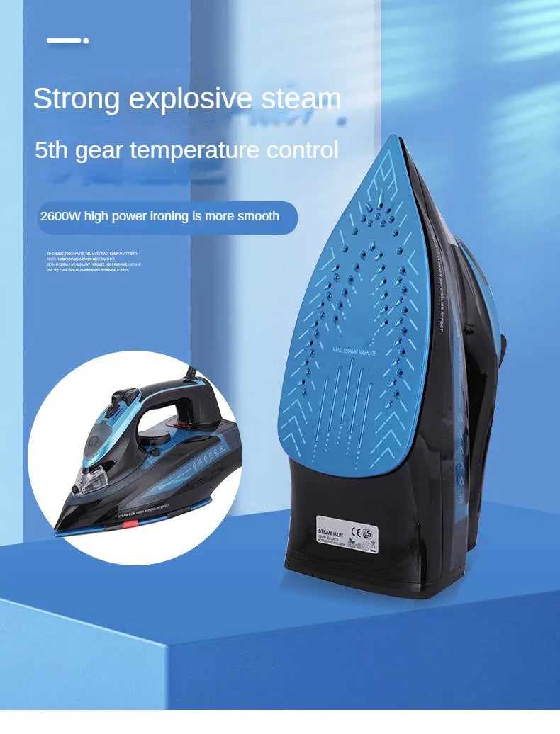 Iron,Steam Iron for Clothes 2600 Watt Wet and Dry Electric Iron, Anti-Drip,Ceramic Soleplate,Fast Heat Remove Wrinkle Of Clothes