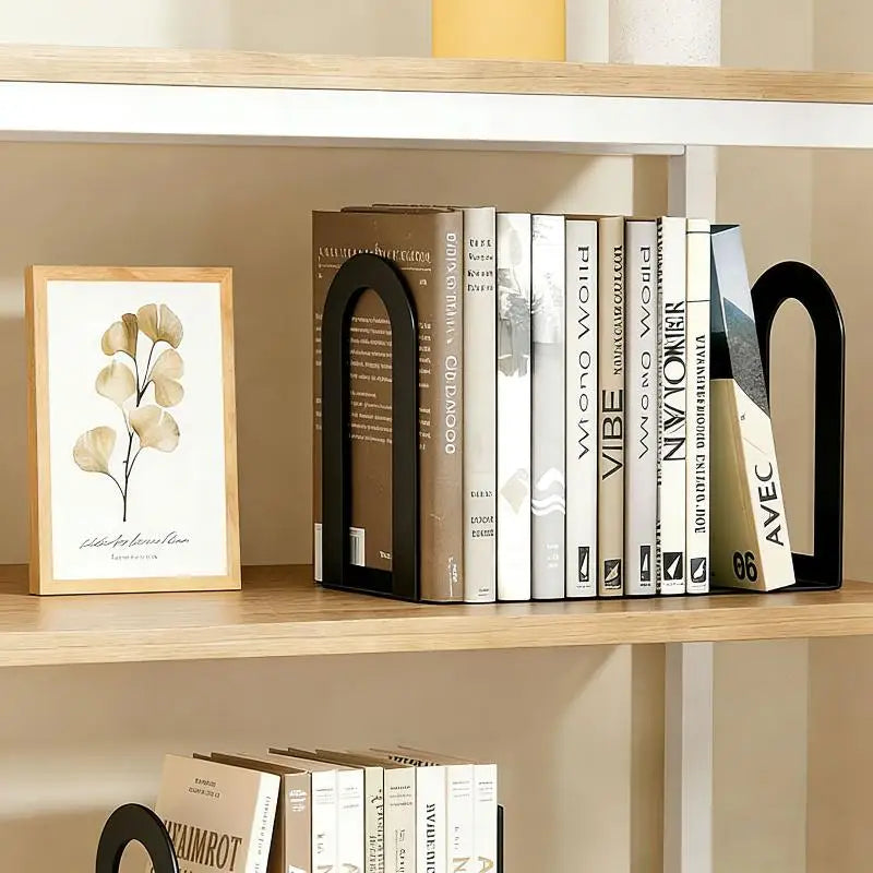 Heavy Duty 1 Pair L-shaped Iron Bookends Space-saving Design Ideal for Workspaces