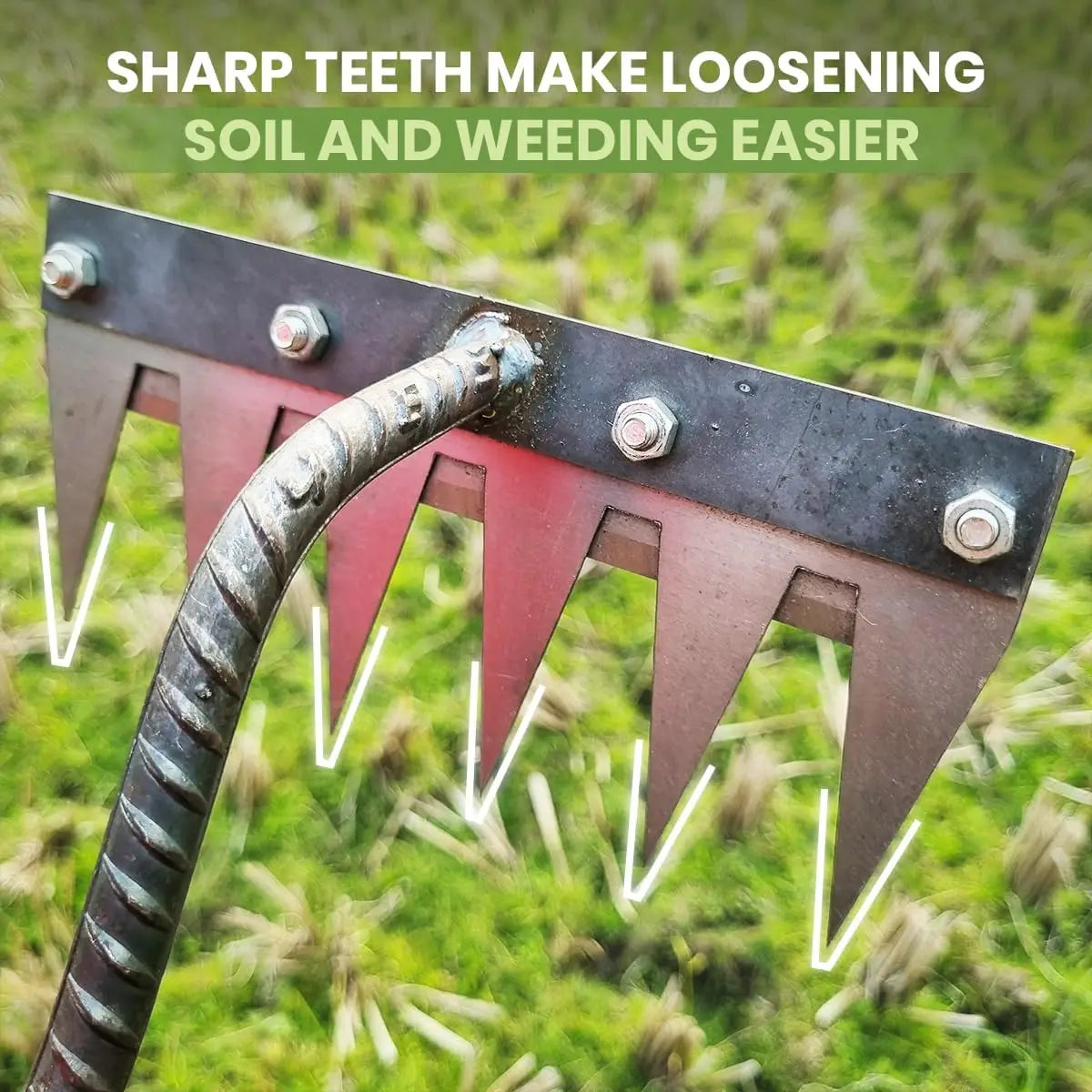 5/6/7/8 Teeth Iron Gardening Hoe Weeding Rake Farm Tool Grasping Raking Loosening Soil Nail Rake Tool Artifact Harrow Farm Tool