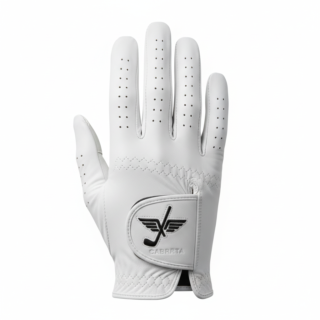 Premium cabretta leather golf glove on white background
